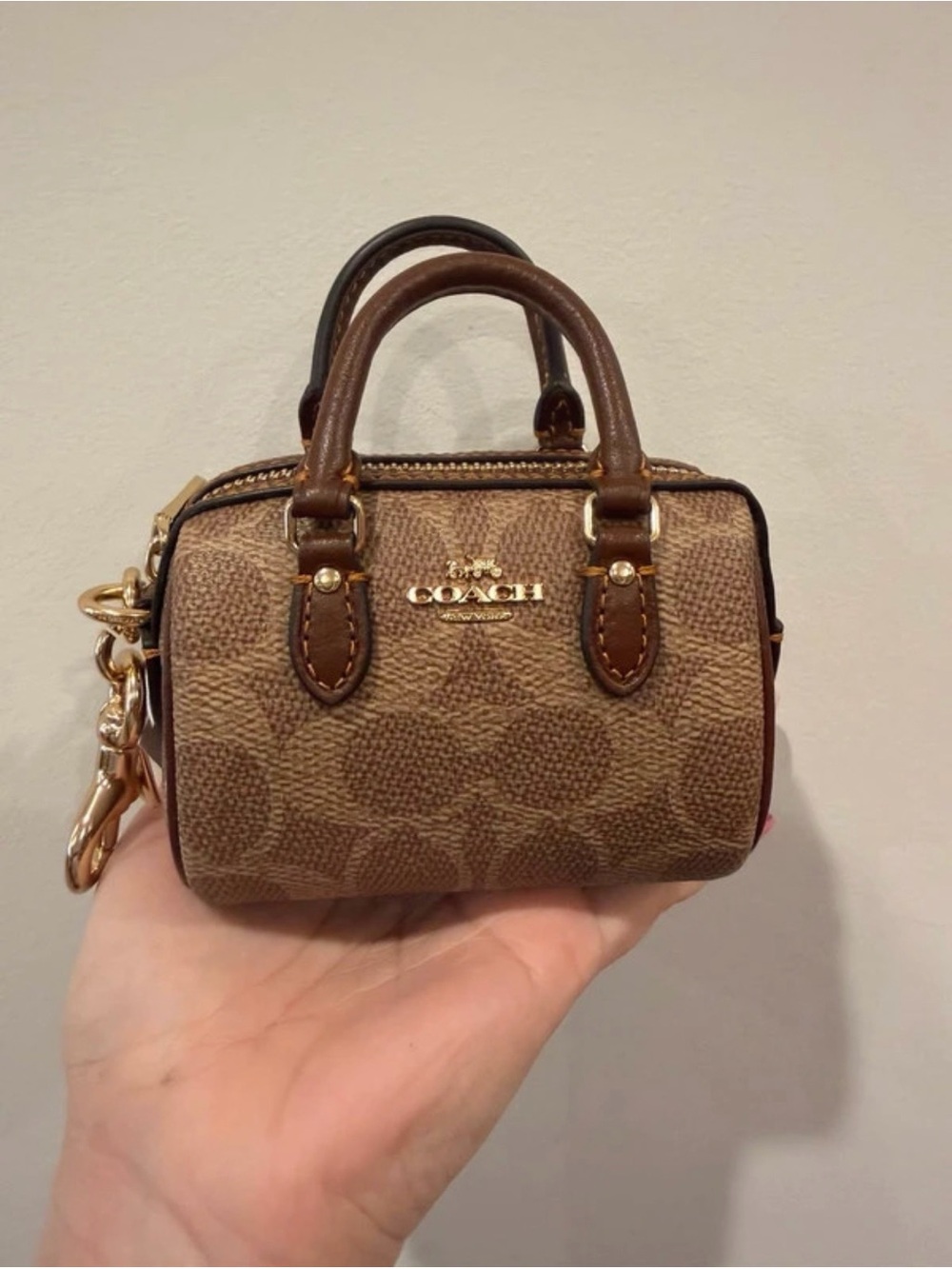 🤎COACH~Mini Rowan Bag Charm In Signature Canvas